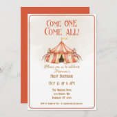 Invitation Cirque Whimsical Cheval Premier anniversaire (Devant / Derrière)