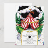 Invitation Cirque Whimsical Festic Anniversaire (Devant / Derrière)