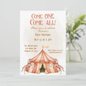 Invitation Cirque Whimsical Premier anniversaire (Debout devant)