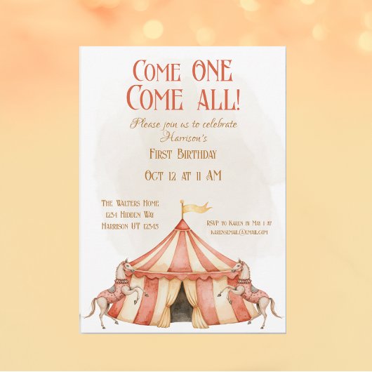 Invitation Cirque Whimsical Premier anniversaire