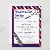 Invitation Ciseaux | Comb Barber School Graduation Party (Devant)