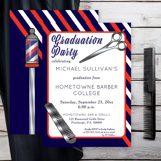 Invitation Ciseaux | Comb Barber School Graduation Party
