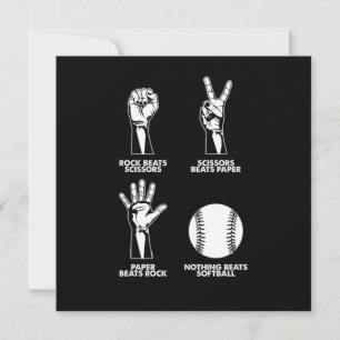 Invitation Ciseaux en papier de roche Softball Pitcher Catche