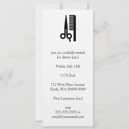 Invitation Ciseaux et peigne (Devant)