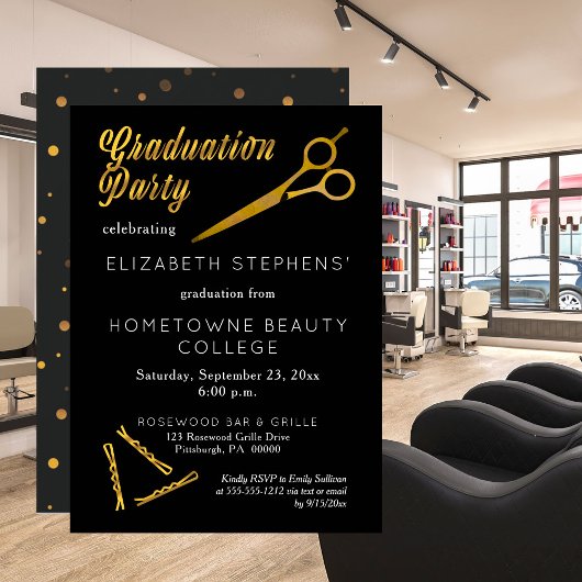 Invitation Ciseaux | Hairpin Beauty School Graduation Party