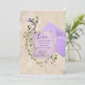 Invitation Citation d'amour mariage avec branche florale (Debout devant)