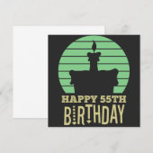 Invitation citation d'anniversaire 55 ans jaune vert heureux (Devant / Derrière)