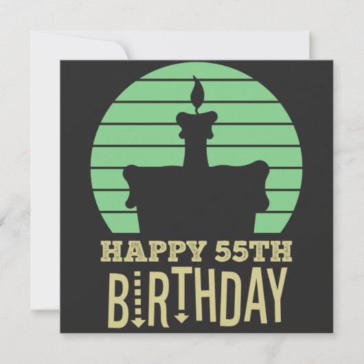 Invitation citation d'anniversaire 55 ans jaune vert heureux (Devant)