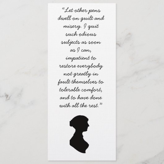 Invitation Citation de Jane Austen sur l'écriture (Devant)