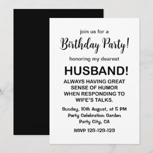Invitation Citation de mari drôle pour l'anniversaire de mari