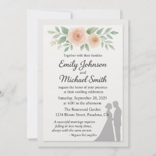 Invitation Citation de mariage romantique avec couple et fleu