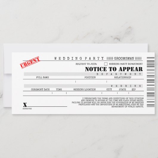 Invitation Citation de police Grossiste Best Man Fun Proposit (Devant)