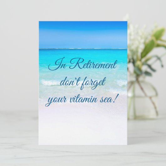 Invitation Citation de retraite Plage mer et sable (Debout devant)
