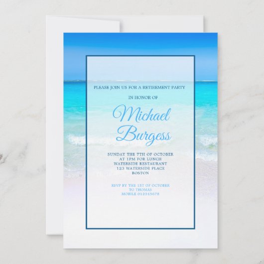 Invitation Citation de retraite Plage mer et sable (Dos)