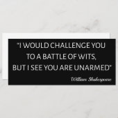 Invitation Citation De Shakespeare - Bataille De Wits (Devant / Derrière)