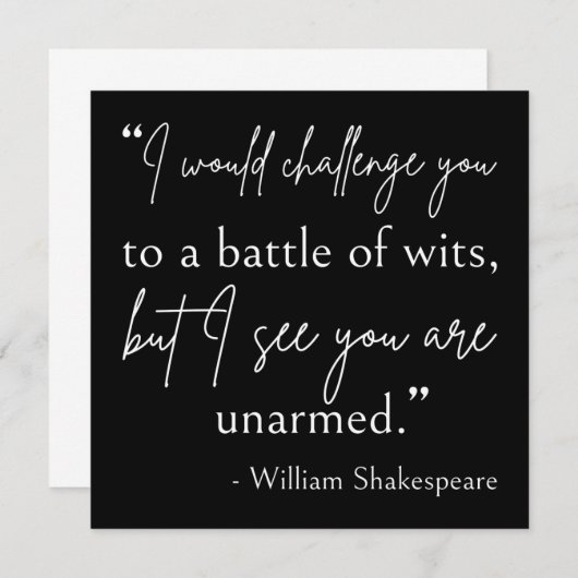 Invitation Citation De Shakespeare - Bataille De Wits II (Devant / Derrière)