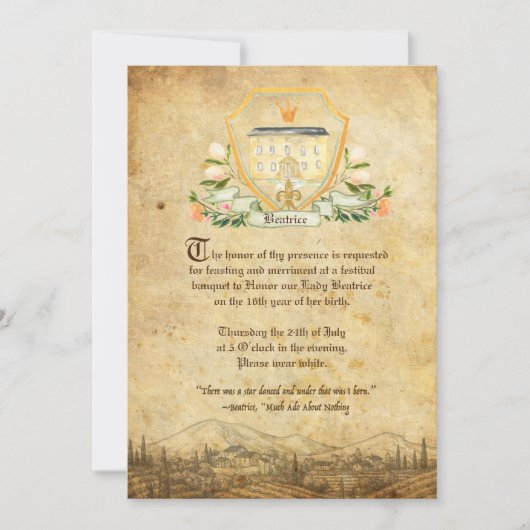 Invitation Citation de Shakespeare | Beaucoup d'Ado sur rien (Devant)