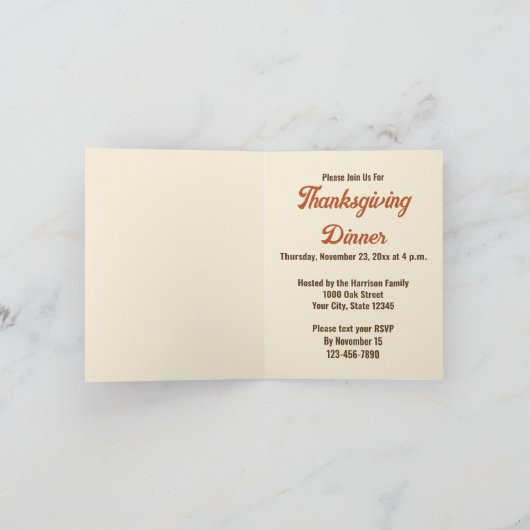 Invitation Citation de Thanksgiving de John F. Kennedy Dinner (Intérieur)