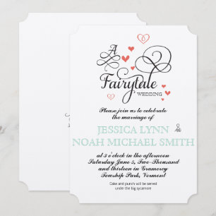 Invitation Citation de typographie Mint et Coral Fairy Tale M