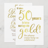 Invitation Citation d'or du 50e anniversaire du Mariage (Devant / Derrière)
