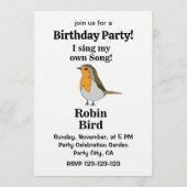 Invitation Citation drôle d'oiseau Robin pour fête d'annivers (Devant)