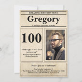 Invitation Citation drôle personnalisée Retro Journal 100e an (Devant)