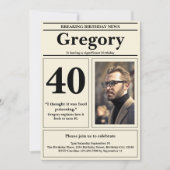 Invitation Citation drôle personnalisée Retro Journal 40e ann (Devant)