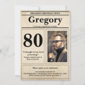 Invitation Citation drôle personnalisée Retro Journal 80e ann (Devant)