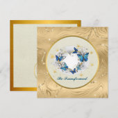Invitation Citation Être Transformé Cœur et Papillons Bleus (Devant / Derrière)