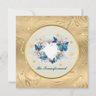 Invitation Citation Être Transformé Cœur et Papillons Bleus