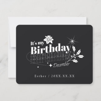 Invitation Citation Fleurie Personnalisée Noir pour Anniversa