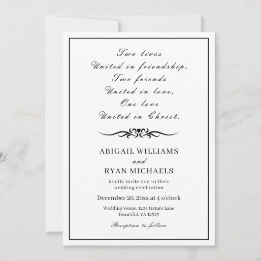 Invitation Citation Inspiration moderne Mariage chrétien (Devant)