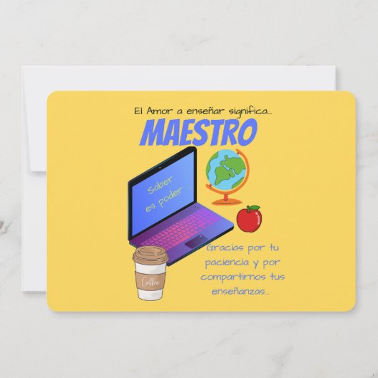 Invitation Citation maestro pour enseignant (Dos)