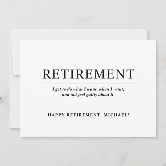 Invitation Citation simple Parti de retraite noir et blanc (Devant)