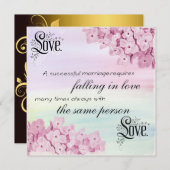 Invitation Citation Texte Calligraphie Et Fleurs Cadre Nature (Devant / Derrière)