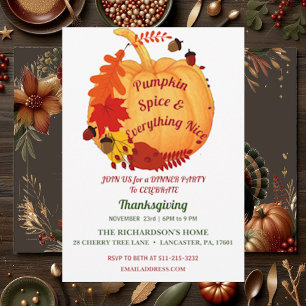 Invitation Citation Witty Orange Fall Folige Citrouille épice