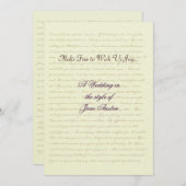 Invitation Citations de célébration Mariage Jane Austen (Devant / Derrière)