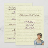 Invitation Citations de Jane Austen sur la célébration du mar (Devant / Derrière)