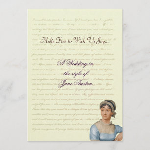 Invitation Citations de Jane Austen sur la célébration du mar