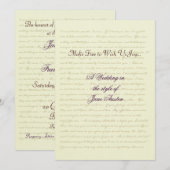 Invitation Citations de Jane Austen sur la célébration du mar (Devant / Derrière)