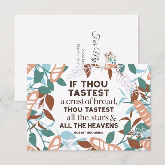 Invitation Citations de pain de Robert Browning (Devant / Derrière)