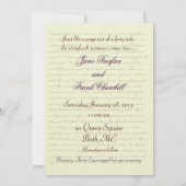 Invitation Citations pour la célébration du mariage de Jane A (Dos)