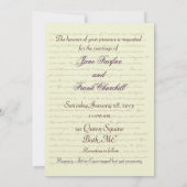 Invitation Citations pour la célébration du mariage de Jane A (Dos)