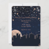 Invitation Cité des Étoiles Étoiles Rose Or Ciel Céleste Bleu (Dos)