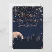 Invitation Cité des Étoiles Étoiles Rose Or Ciel Céleste Bleu (Devant)