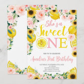 Invitation Citron 1er anniversaire, Citrus Party Girl 1er ann (Devant / Derrière)