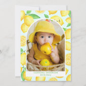 Invitation Citron 1er Anniversaire Fille Photo (Dos)