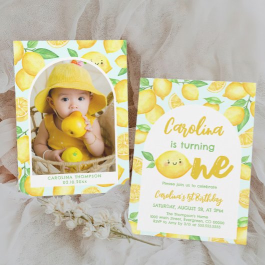 Invitation Citron 1er Anniversaire Fille Photo