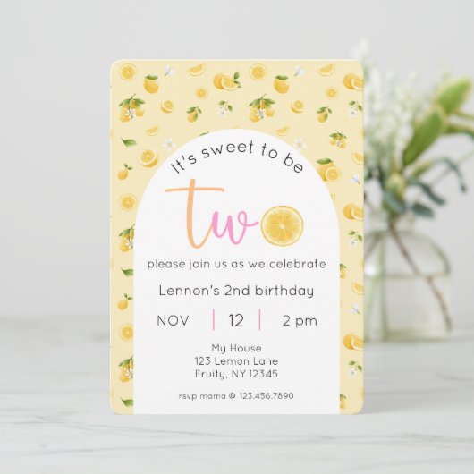 Invitation Citron 2e anniversaire Photo (Debout devant)