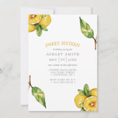 Invitation Citron à l'aquarelle Citrus Moderne Sweet 16 (Devant)